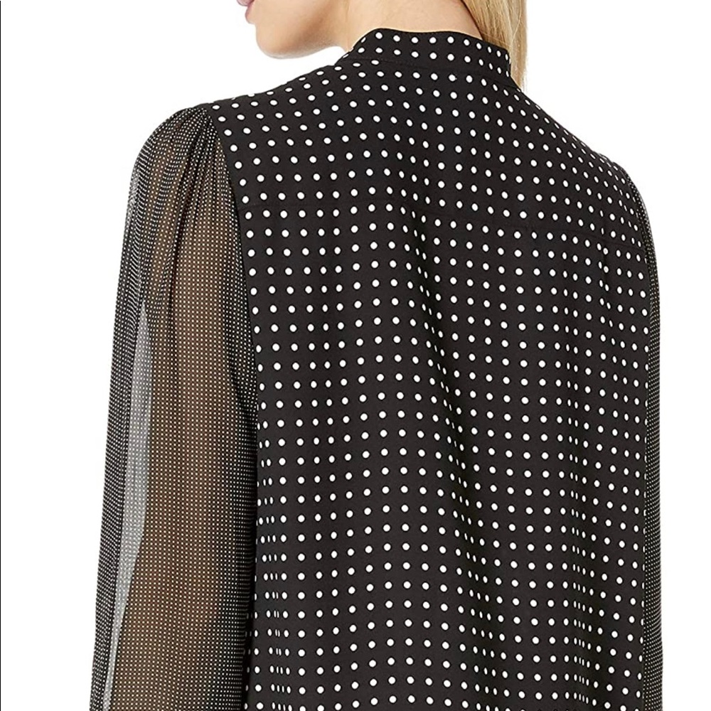 Anne Klein black & white polka dot blouse.